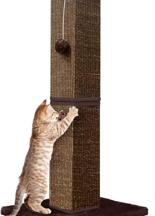Cat Scratching Post 32 Inch for Indoor Large Cats and Kitten, Nature Sisal Tall Cat Scratch Post, Sisal Cat Scratcher Improve Cat's Scratching Habits and Protect Your Furniture, Full Brown