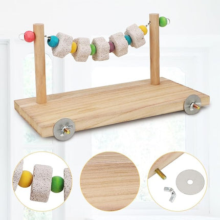 Hypeety Wooden Bird Perch Platform Pet Natural Chewing Toys Health Cage Accessories for Mouse, Chinchilla, Rat, Gerbil, Guinea-Pigs, Dwarf Hamster