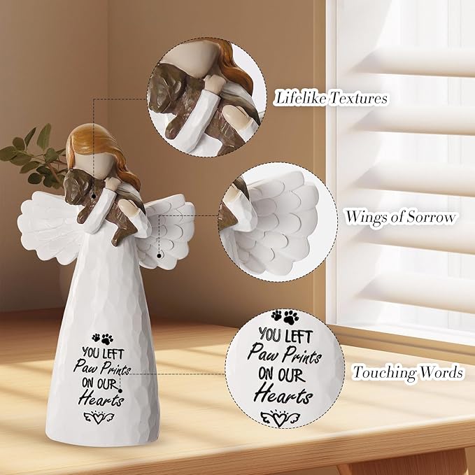 Pet Memorial Gifts for Dogs - Dog Bereavement Sympathy Gift, Loss of Dog Remembrance Keepsake with “You Left Paw Prints on Our Hearts”, Ideal for Rainbow Bridge & Pet Loss Memorial(White)