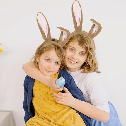 Beviliu Bunny Ears Headband Easter, Rabbit Ear Animal Hairband for Adult, Fluffy Headwear Brown for Halloween Christmas Costume Theme Cosplay Party Birthday