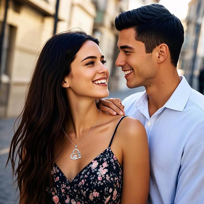 VONALA French Bulldog Guinea Pig Fox Sloth Necklace 925 Sterling Silver Cute Animal Heart Pendant Jewelry Gifts for Women