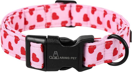 ARING PET Valentine's Day Dog Collar, Cute Pink Heart Pet Collars with Quick Release Buckle for Puppy Small Medium Large Boy Girl Dogs-S