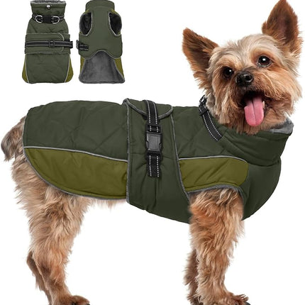 QBLEEV Warm Dog Jacket - Reflective, Adjustable Winter Coat with Turtleneck for Cold Weather, Waterproof Fleece Snowsuit for Small, Medium, Large Dogs