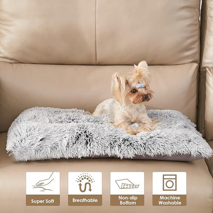 EHEYCIGA Fluffy Dog Crate Bed for Small Dogs, Plush Faux Fur Crate Pad, Calming Anti Anxiety Small Dog Bed