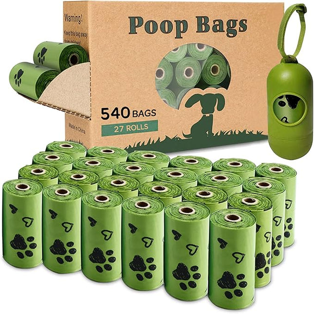 Dog Poop Bags Rolls: Leak-Proof Poo Bag with Dispenser – Large Unscented Poop Bags for Doggy Dogs (450 Count)- Green
