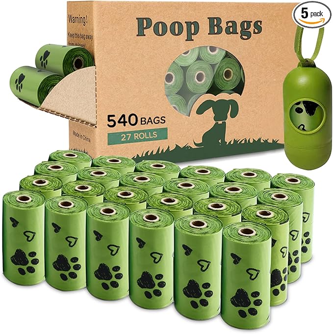 Dog Poop Bag, 540 Counts Biodegradable Dog Waste Bags with 1 Dispenser, Eco-Friendly Leak-Proof Pet Poop Bags for Doggy | Scented