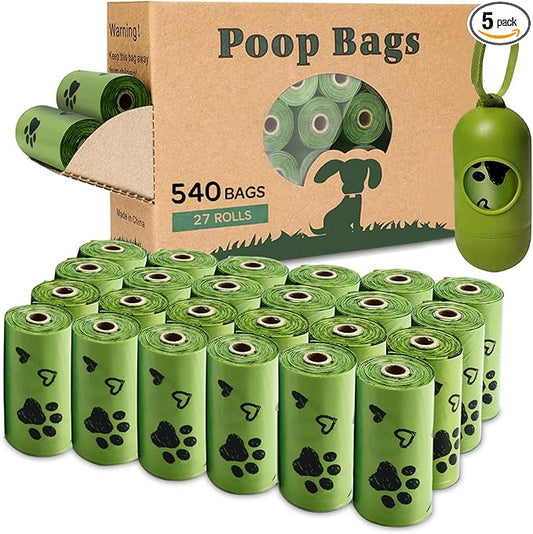 Dog Poop Bag, 540 Counts Biodegradable Dog Waste Bags with 1 Dispenser, Eco-Friendly Leak-Proof Pet Poop Bags for Doggy | Scented
