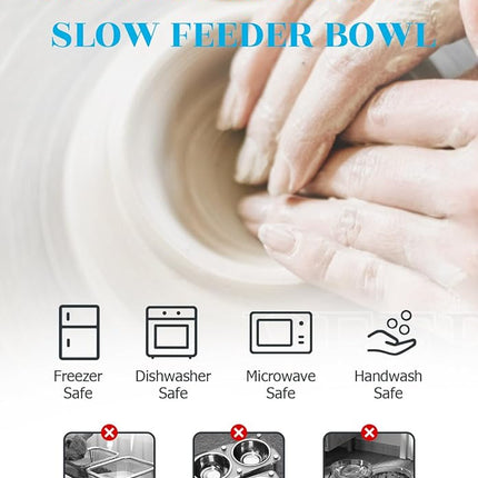 Y YHY Ceramic Slow Feeder Cat Bowl, Elevated Cat Bowl Tilted Design Slow Feeder for Dog and Cat for Dry and Wet Food, Blue