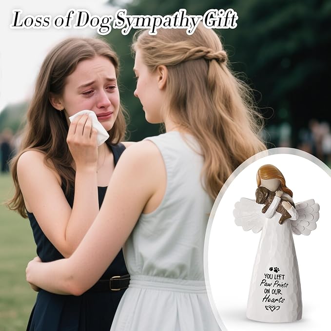 Pet Memorial Gifts for Dogs - Dog Bereavement Sympathy Gift, Loss of Dog Remembrance Keepsake with “You Left Paw Prints on Our Hearts”, Ideal for Rainbow Bridge & Pet Loss Memorial(White)