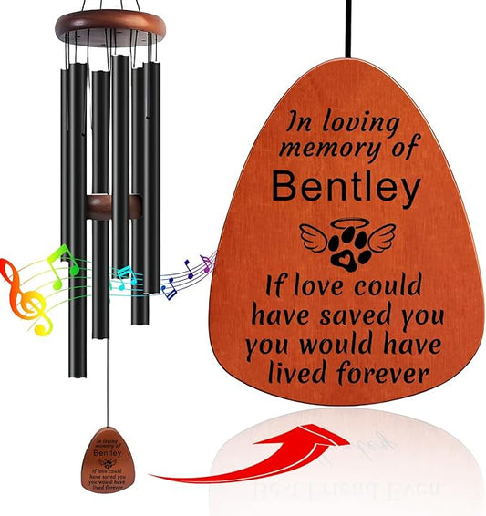Funnylife Personalized Pet Memorial Wind Chime, Dog Memorial Gifts Pet Loss Sympathy Gifts Thoughtful Dogs and Cats Remembrance Outdoor Bereavement Memory Wind Chime 26"