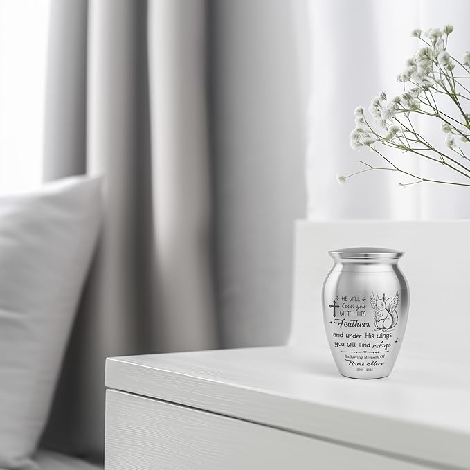 Artsy Woodsy Squirrel Memorial Mini Urn for Human Ashes Keepshake, Decorative Keepsake Urn with Engraved Squirrel 2.56 inch, Small Memorial Gifts for Pet Lovers (04, 2.56 x 1.77)