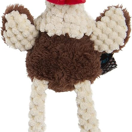 goDog Checkers Just for Me Skinny Rooster Squeaky Plush Dog Toy, Chew Guard Technology - Brown, Mini