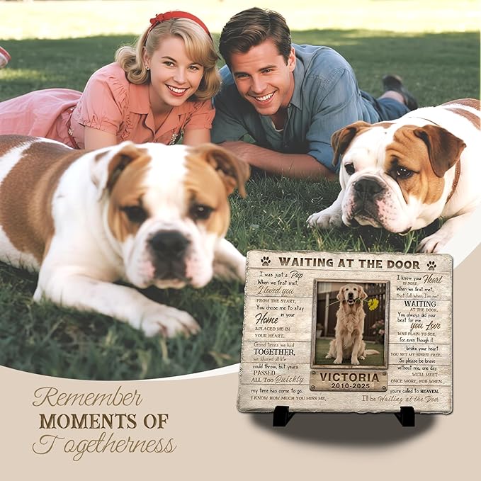 Personalized Pet Memorial Stone, Custom Dog Memorial Gifts for Loss of Dog with Photo Name Date, Dog Remembrance Gift, Loss of Dog Sympathy Gift for Dog Cat Lovers (Quote 2)