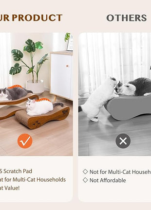 Cat Scratcher 2 in 1 Scratchers for Indoor Cats Scratching Board Cardboard, Horizontal Corrugated Scratch Pad for Cats as Beds & Furniture Reversible Sofa Scratch