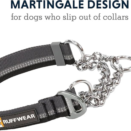 Ruffwear, Chain Reaction Dog Collar, Adjustable Reflective Martingale Escape-Proof Collar with Stainless Steel Chain, Professional Training Control, Basalt Gray, 20"-26"