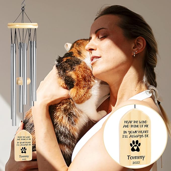 Dog Memorial Gifts, Jocidea Personalized Pet Memorial Wind Chime, Loss of Dog Sympathy Gift, Pet Remembrance Gifts, in Memory of Dog Cat, Loss of Pet - Hear The Wind