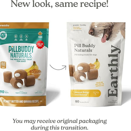 Earthly Pill Buddy Naturals - PB & Banana Recipe Pill Hiding Treats for Dogs - Make A Perfect Pill Concealing Pocket Or Pouch for Any Size Medication - 90 Servings