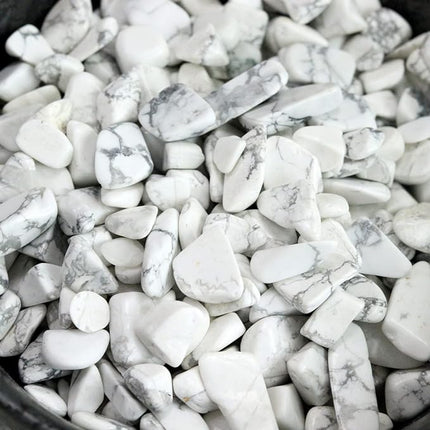 Howlite Aquarium Gravel Rocks Natural Tumbled Healing Crystal Chips Bulk Gemstones Crushed Stones for Fountain Vase Filler Planters Decorative Fish Tank Potted Reiki Energy Balancing 0.45lb