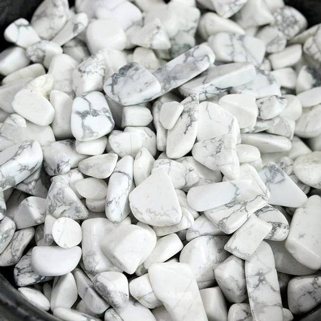 Howlite Aquarium Gravel Rocks Natural Tumbled Healing Crystal Chips Bulk Gemstones Crushed Stones for Fountain Vase Filler Planters Decorative Fish Tank Potted Reiki Energy Balancing 0.45lb