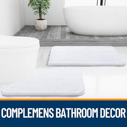 OLANLY Bathroom Rugs 50x30, Extra Soft Absorbent Chenille Bath Rugs, Rubber Backing Quick Dry, Machine Washable Bath Mats for Bathroom Floor, Tub and Shower, Home Decor Accessories, White