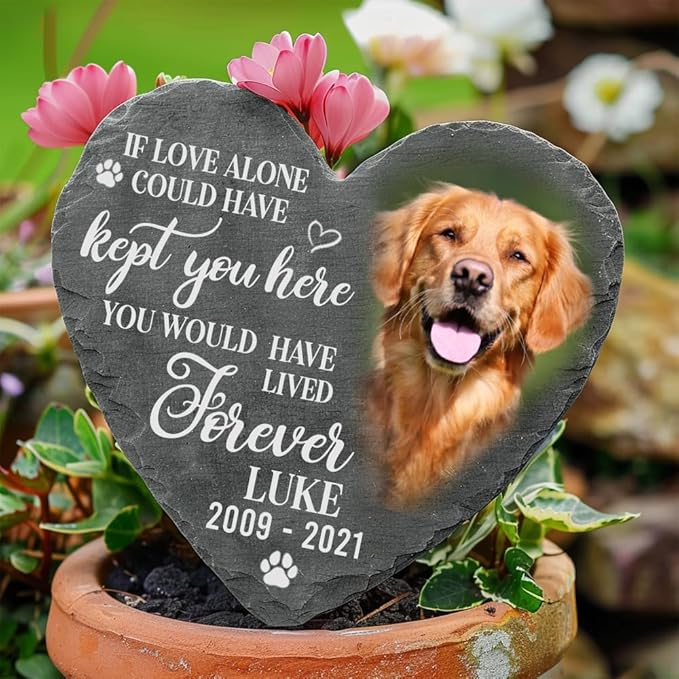 Personalized Memorial Gifts for Pet Loss, Custom Photo Pet Memorial Stone, Gifts for Cat & Dog Lovers