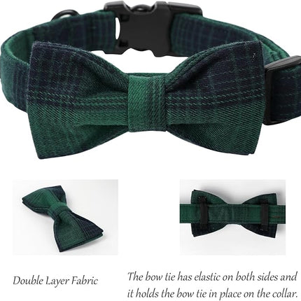 Lionet Paws Gird Dog Collar with Plastic Buckle, Cotton Fall Winter Bowtie Collar, Light Adjustable Collars for Small Medium Large Dogs