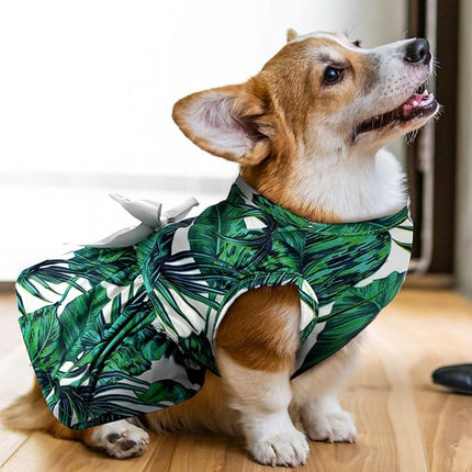 LEIFIDE 8 Pcs Summer Themed Hawaii Dog Dresses Holiday Flamingo Fruit Floral Pattern Pet Skirts Hawaii Puppy Princess Dresses Outfits Bowknot for Girl Dogs Cats Beach(Large)