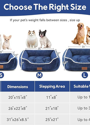 Cat Dog Bed for Pets, Rectangle Pet Bed Gift for Puppy and Kitten, Machine Washable Calming Fluffy Pet Couch Sofa for Indoor Outdoor, Portable Soft Cat Bed with Non-Slip Bottom (Small, Blue)