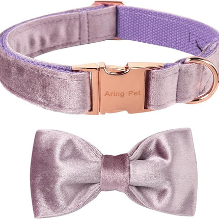 ARING PET Bowtie Dog Collar-Velvet Dog Collars with Removable Bowtie, Adjustable Bowtie Collar for Girl and Boy Dogs.