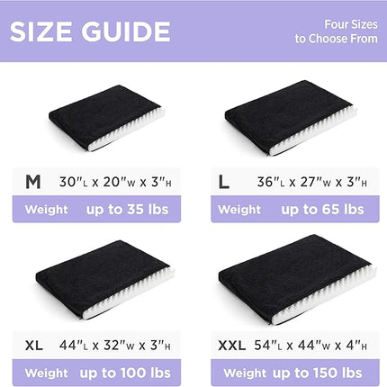 LE SURE Washable Dog Bed Cover Replacement - Large Size Plush Fleece Cover for Orthopedic Egg Crate Foam Pet Mat 36x27x3 Inches, Black