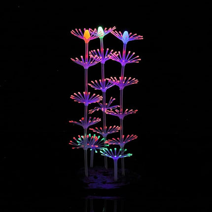 Glowing Aquarium Decorations, 4pcs Glow Sea Anemone Coral Ornaments, Silicone & Resin Material, Aquarium Decor
