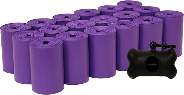 FiveStarPet Extra Large 9" x 15" Made in USA Easy Open Poop Bags Dog Waste Bags,18 Refill Rolls, 270 Bags (Purple)