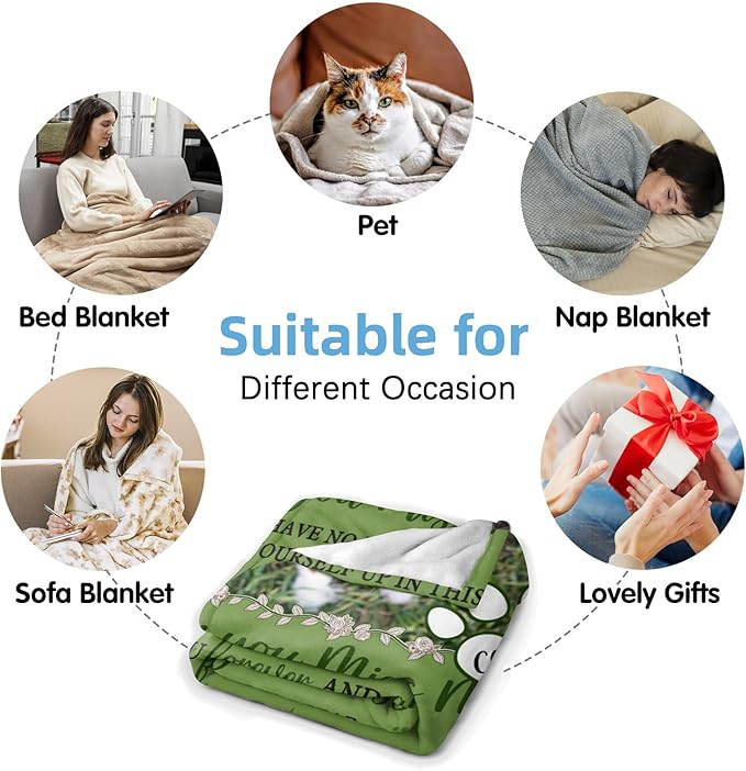 Custom Pet Memorial Blanket with Photo,Personalized Dog/Cat Loss Sympathy Gift,Pet Loss Bereavement Remembrance Gifts,Flannel Throw Blanket with Pictures (Dark Green)