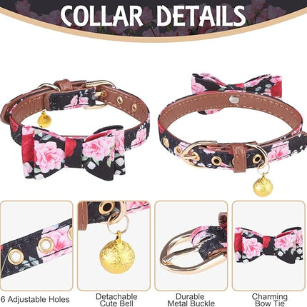 EXPAWLORER Classic Plaid Dog Collar and Leash Set - Bow Tie and Bandana Collar with Bell, Tangle Free Leash, Adjustable for Small to Large Dogs and Cats, Perfect