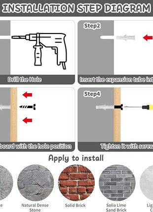 Cat Wall Shelves, 6 in 1 Cat Wall Furniture Set with Condos House, Bed, Bridge, Tree, Steps, Scratching Board, DIY Walls Playground for Indoor (Black)