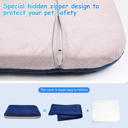 Magic Dog Super Soft Extra Large Dog Bed Jumbo Pet Beds Orthopedic 47 Inch Washable Anti Slip Dog Sleeping Mattress with Removable Cover, Blue XL