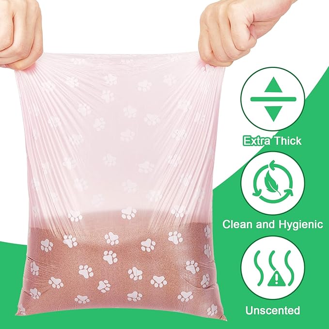 Thenshop 3000 Counts 200 Rolls Dog Poop Bag Plastic Dog Waste Bags Disposable For Doggie Pets Poop Outdoor Walking Travel Mixed Colors(Paw Print Style)