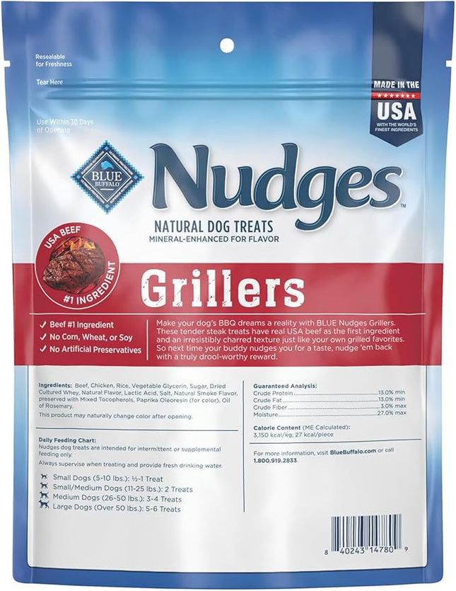 Blue Buffalo Nudges Grillers Natural Dog Treats, Steak, 10oz