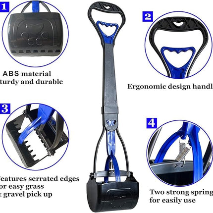 Non-Breakable Pooper Scooper for Large Medium & Small Dogs Heavy Duty, 28“Long Handled Dog Poop Scooper for Grass,Durable Dog Poop Pick Up Tool, Poop Grabber