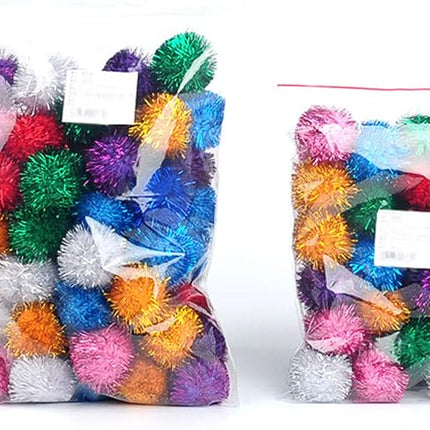 20 Pack 2 Inches Sparkle Balls for Cats, Large Size, Glitter Pom Poms Fuzzy Balls for Cats, Kitten Indoor Assorted Color Random