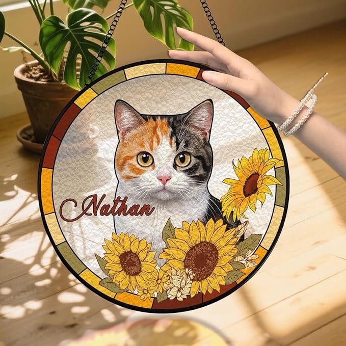 Custom Dog Portrait Stained Glass Suncatcher, Pet Memorial Stained Glass Photo Suncatcher, Staineds Glass Dog Memorial, Loss of Dogs Sympathy Gift Personalized, Pet Loss Gifts /10