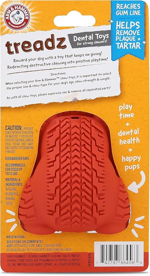 Arm & Hammer for Pets Super Treadz Mini Gorilla Dental Chew Toy for Dogs - Dog Dental Chew Toys - Reduce Plaque & Tartar Buildup Without Brushing - for Dogs up to 25 Lbs (Pack of 3)