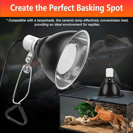 Energy Efficient 150W Heat Lamp Bulbs, Pack of 2 Ceramic Heat Emitters for Reptiles Geckos, Lizard, Bearded Dragon, Tortoise & Small Pets Basking (White, 150 Watts)