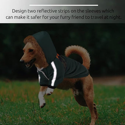 Queenmore Warm Dog Winter Coat, Cold Weather Waterproof Snow Jacket with Reflective Hoodie, Long Sleeves for Small to Large Dogs