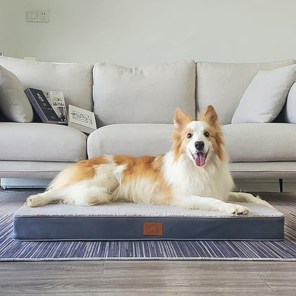 Sunheir Extra Large Waterproof Dog Bed, Jumbo Orthopedic Dog Beds with Removable Washable Cover for Large Dogs, Pet Bed Mat Egg-Crate Foam, 3XL(47.5"X29"X4"), Grey