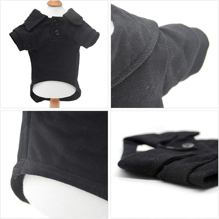 lovelonglong Basic Dog Polo Shirts Premium Cotton, Polo T-Shirts for Large Medium Small Dogs with a Two-Button Collar Blank Color Black XXXL