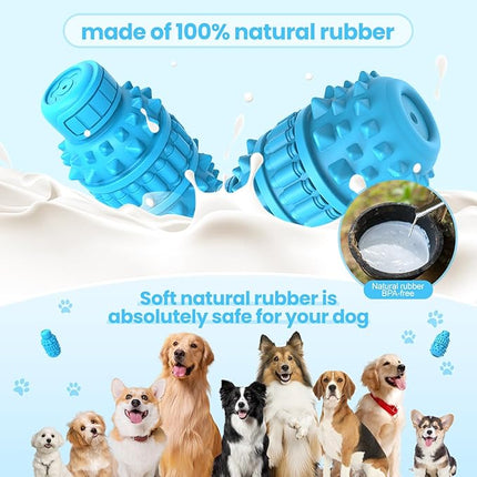 PIFFZEDO Dog Toys for Aggressive Chewers,Interactive Natural Rubber Chew & Squeaky Toy for Medium Breed Only(Not for Small Dog),Dog Toothbrush,Tough & Durable (Azure,Medium)