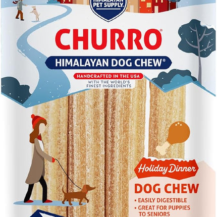 Himalayan Dog Chew Churro Holiday Dinner | Grain and Lactose Free Treats with Digestible Ingredients | Natural Chew Sticks for Dogs | Soft Dental Chews for Dogs to Support Oral Hygiene and Gut Health