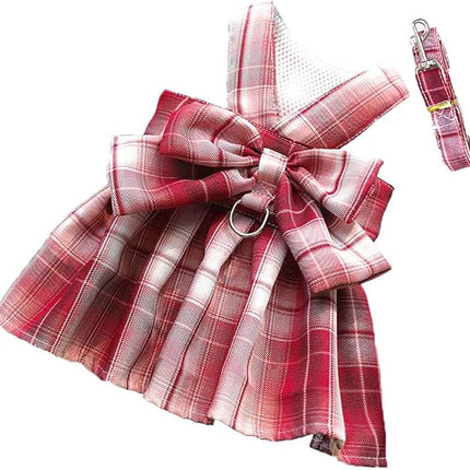 Harness Dress for Small Dogs Tutu Dress Pink Outdoor Harness Outfits Cute Girl Dog Vest Clothes M