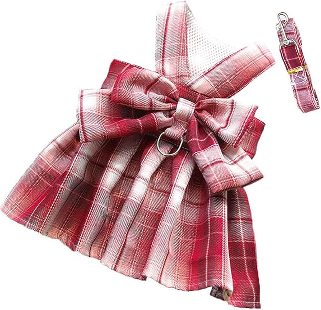 Harness Dress for Small Dogs Tutu Dress Pink Outdoor Harness Outfits Cute Girl Dog Vest Clothes M